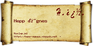 Hepp Ágnes névjegykártya